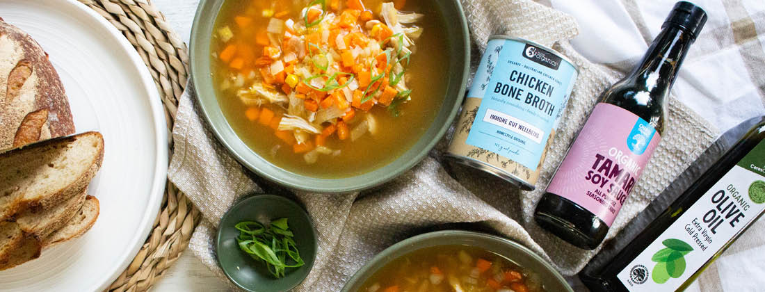 20 min nourishing chicken ginger soup