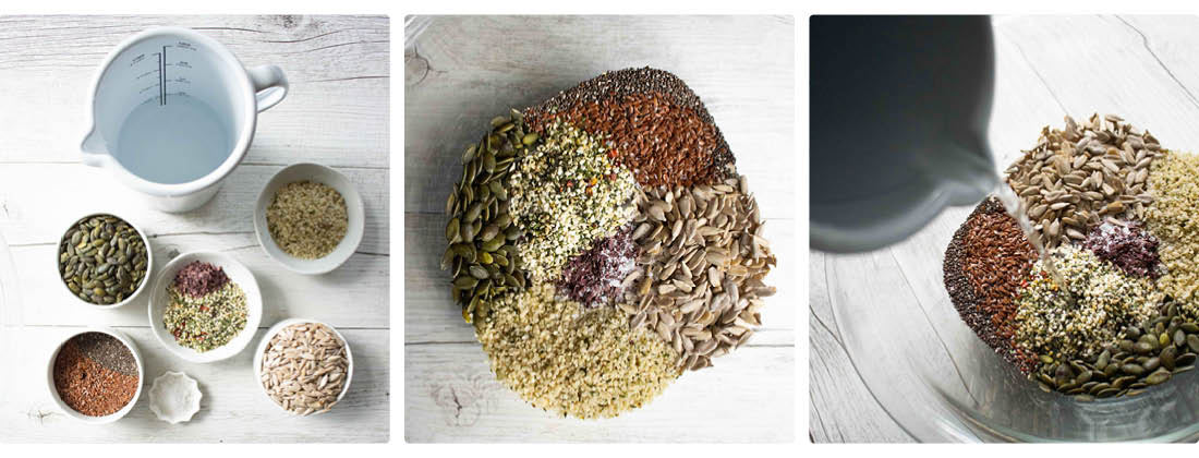 3 Images Showing The Process of Making Seaweed Five Seed Crackers