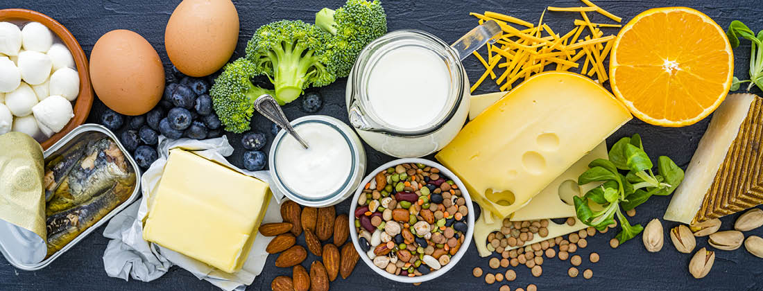 A spread of calcium-rich foods