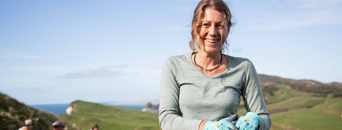 Lucy Butler tree planting at the Wharariki Ecosanctuary