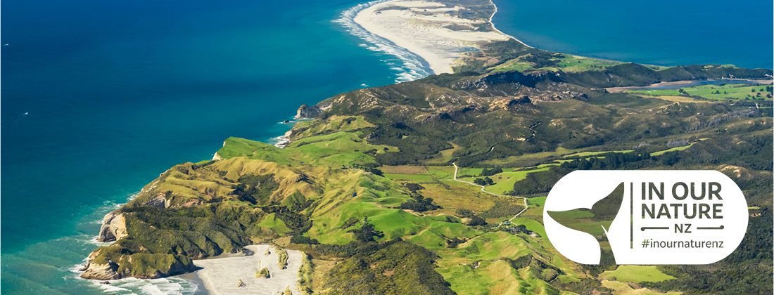 Aerial view Of Farewell Spit At The Northen End Of Golden Bay 