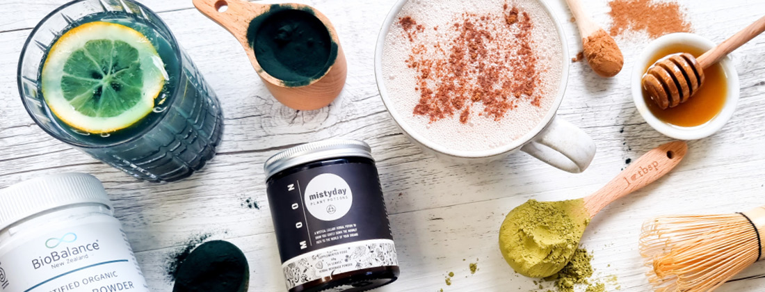 flat lay of superfood products from healthpost
