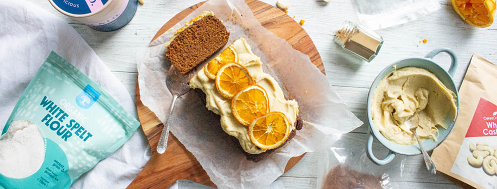 Orange Ginger Loaf with Cashew Collagen Frosting