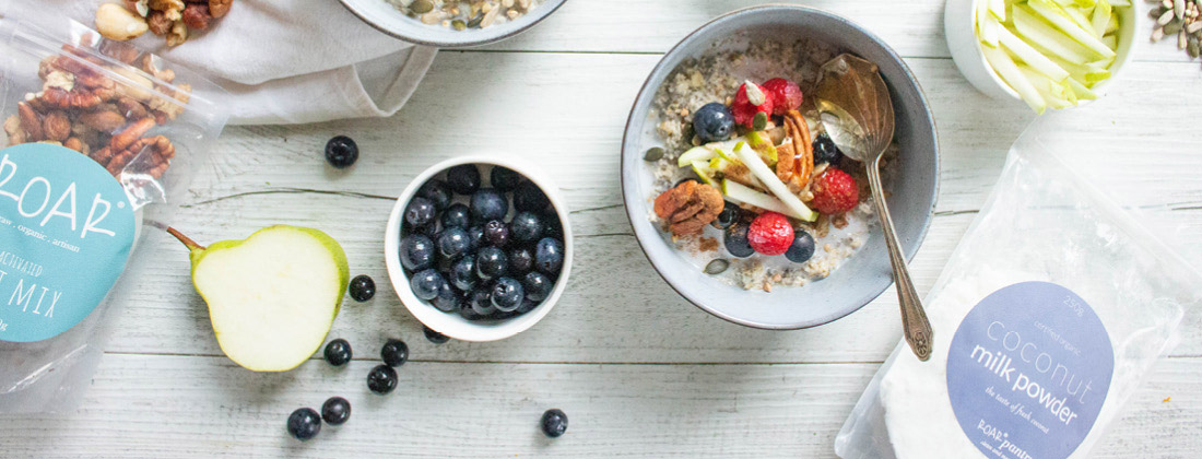 Pear and berry overnight oats