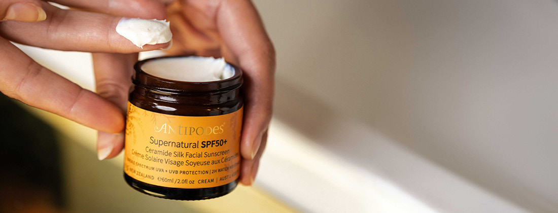 introducing antipodes supernatural spf50+ ceramide silk facial sunscreen