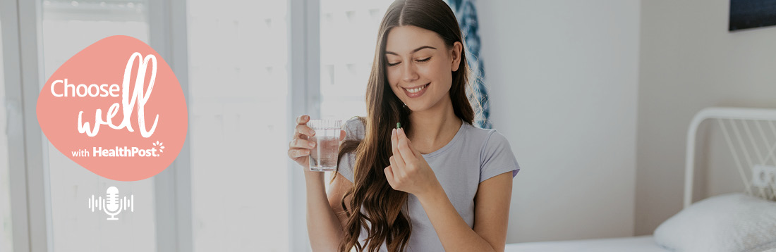 Choose well with HealthPost - woman taking a magnesium supplement Choose well with HealthPost - woman taking a magnesium supplement